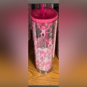 Starbucks x ROLLER RABBIT COLLAB Pink Monkey Tumbler